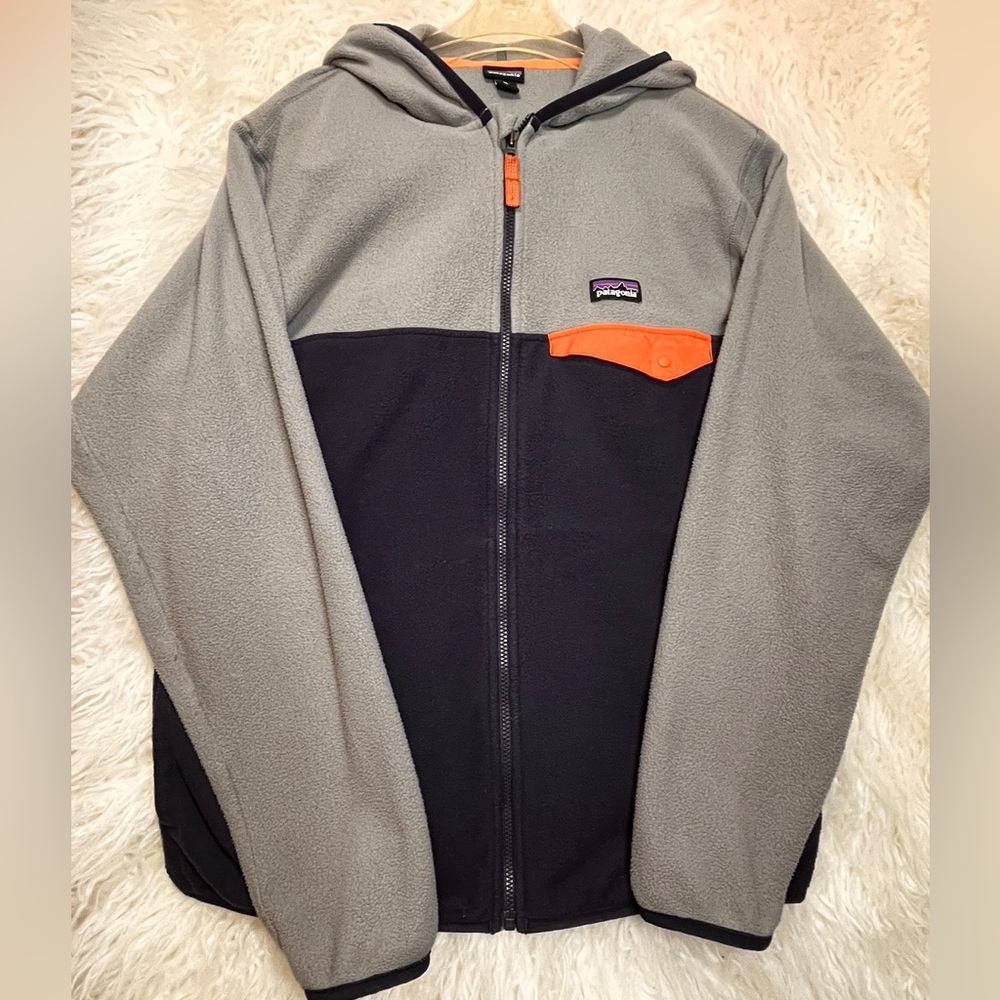 Patagonia Kids' Micro D® Snap-T® Fleece Jacket Size XL (14) grey and blue